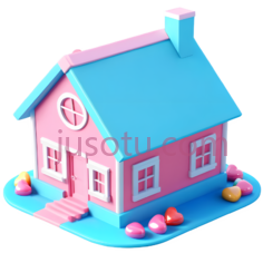 房子,卡通,粉色,蓝色PNG