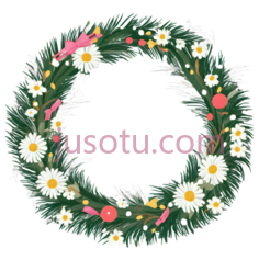 花环,卡通,绿色,白色,黄色,粉色PNG