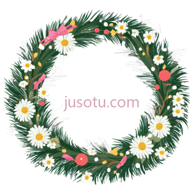 花环,卡通,绿色,白色,黄色,粉色, PNG