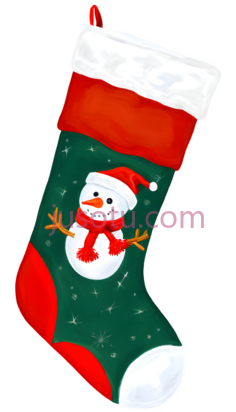 圣诞袜,卡通,红色,白色,绿色PNG