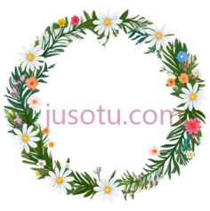 花环,插画,白色,黄色,粉色,蓝色PNG