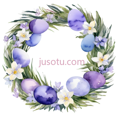 花环,水彩画,紫色,蓝色,白色, PNG