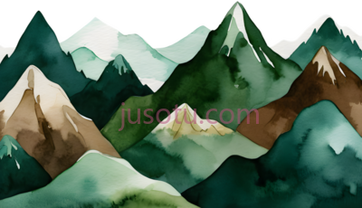 山脉,水彩画,绿色, 白色, 褐色, PNG