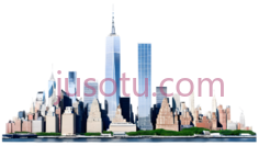 城市天际线,插画,蓝色,白色,灰色PNG