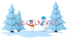 雪人,松树,卡通,蓝色, PNG