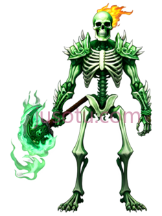 骷髅战士,幻想,绿色PNG