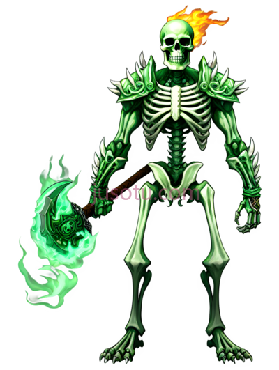 骷髅战士,幻想,绿色, PNG