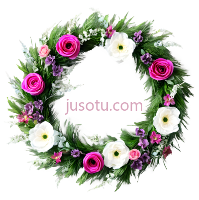 花环,圆形,粉色,白色, PNG