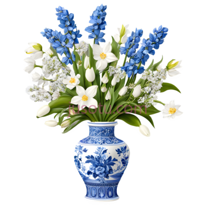 花瓶,青花瓷,蓝色, PNG