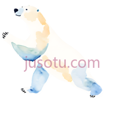 北极熊,水彩画,白色,黄色,蓝色PNG