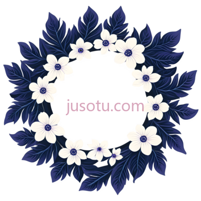 花环,插画,白色,深蓝色, PNG