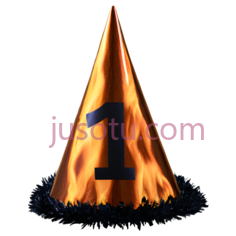 生日帽,数字1,金色, PNG