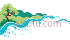 树,波浪,卡通,绿色,蓝色, PNG