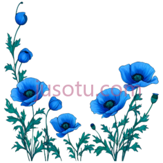 蓝色花朵,插画,蓝色PNG