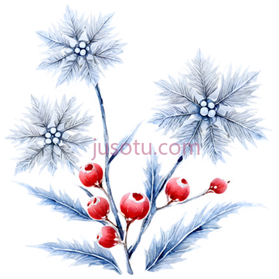 花卉,插画,蓝色,红色, PNG