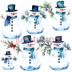 雪人,雪花,卡通,水彩,白色PNG