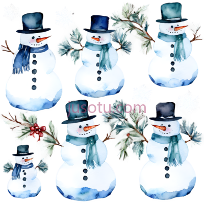 雪人,雪花,卡通,水彩,白色, PNG