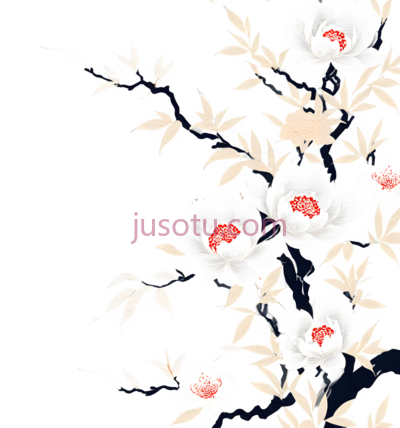 花卉图案,水墨画,白色,粉色,米色, PNG