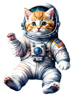 可爱的小猫,穿宇航服PNG