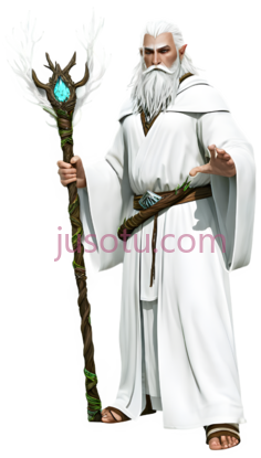 法师,幻想,白色长袍,棕色腰带,鞋子PNG