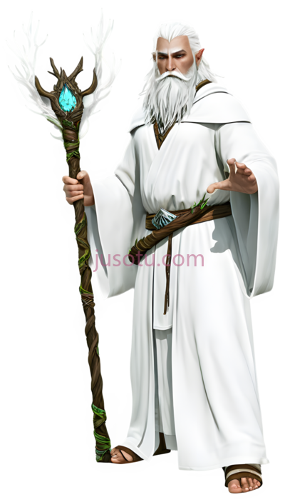 法师,幻想,白色长袍,棕色腰带,鞋子, PNG