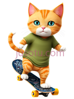卡通,猫,滑板PNG