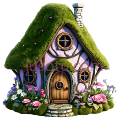 小屋,花朵环绕,魔法小屋PNG