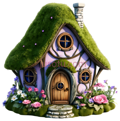小屋,花朵环绕,魔法小屋, PNG