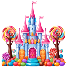 城堡,卡通,蓝色,粉色PNG