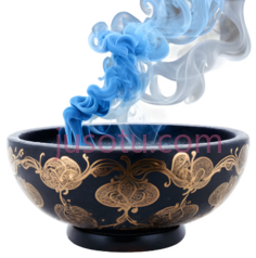 香炉,中式,黑色带金色花纹PNG