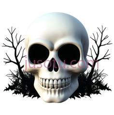 人头骨,3D,白色PNG