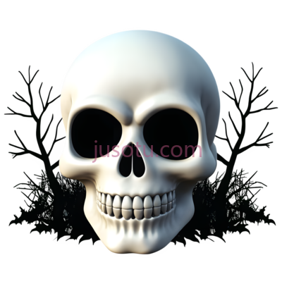 人头骨,3D,白色, PNG