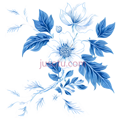 花卉,插画,蓝色,白色, PNG