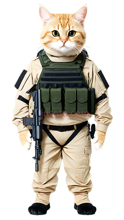 猫咪,军事服装,卡通, PNG