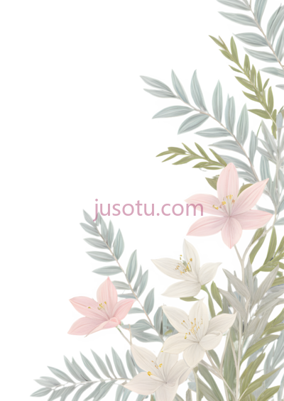 花朵,叶子,水彩画,粉色,白色,绿色, PNG