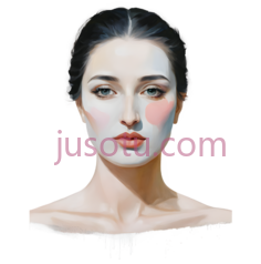 女性肖像,插画,黑色背景, 白色面部PNG