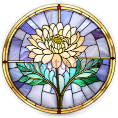 花朵,彩色玻璃,黄色,绿色,紫色PNG