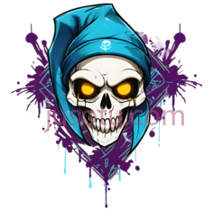 骷髅,卡通,白色,蓝色,紫色PNG