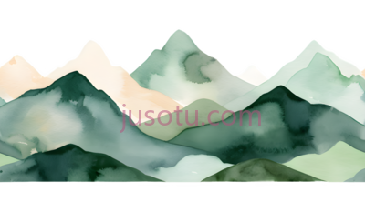 山脉,水彩画,绿色,白色, PNG