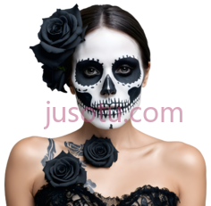女性,骷髅妆,黑色PNG