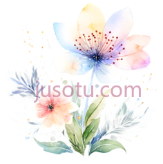 花卉,水彩画,白色,蓝色,黄色,粉色PNG