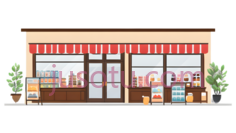 商店,卡通,红色,黄色,蓝色PNG