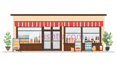商店,卡通,红色,黄色,蓝色, PNG