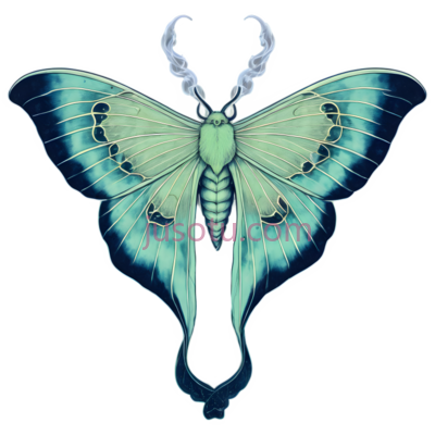 天蛾,插画,绿色, PNG