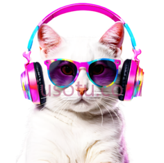 猫,耳机,太阳镜PNG