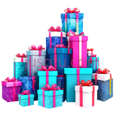 礼物盒,堆叠,蓝色,粉色PNG
