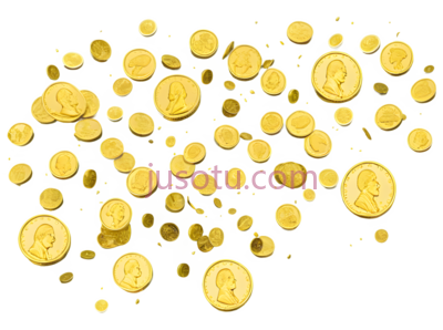 金币,散落,金色, PNG