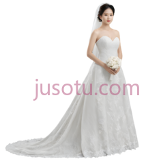婚纱,无肩带,白色PNG