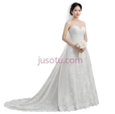 婚纱,无肩带,白色, PNG