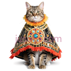 猫,穿着服饰,灰色,黑色,白色,橙色,蓝色PNG
